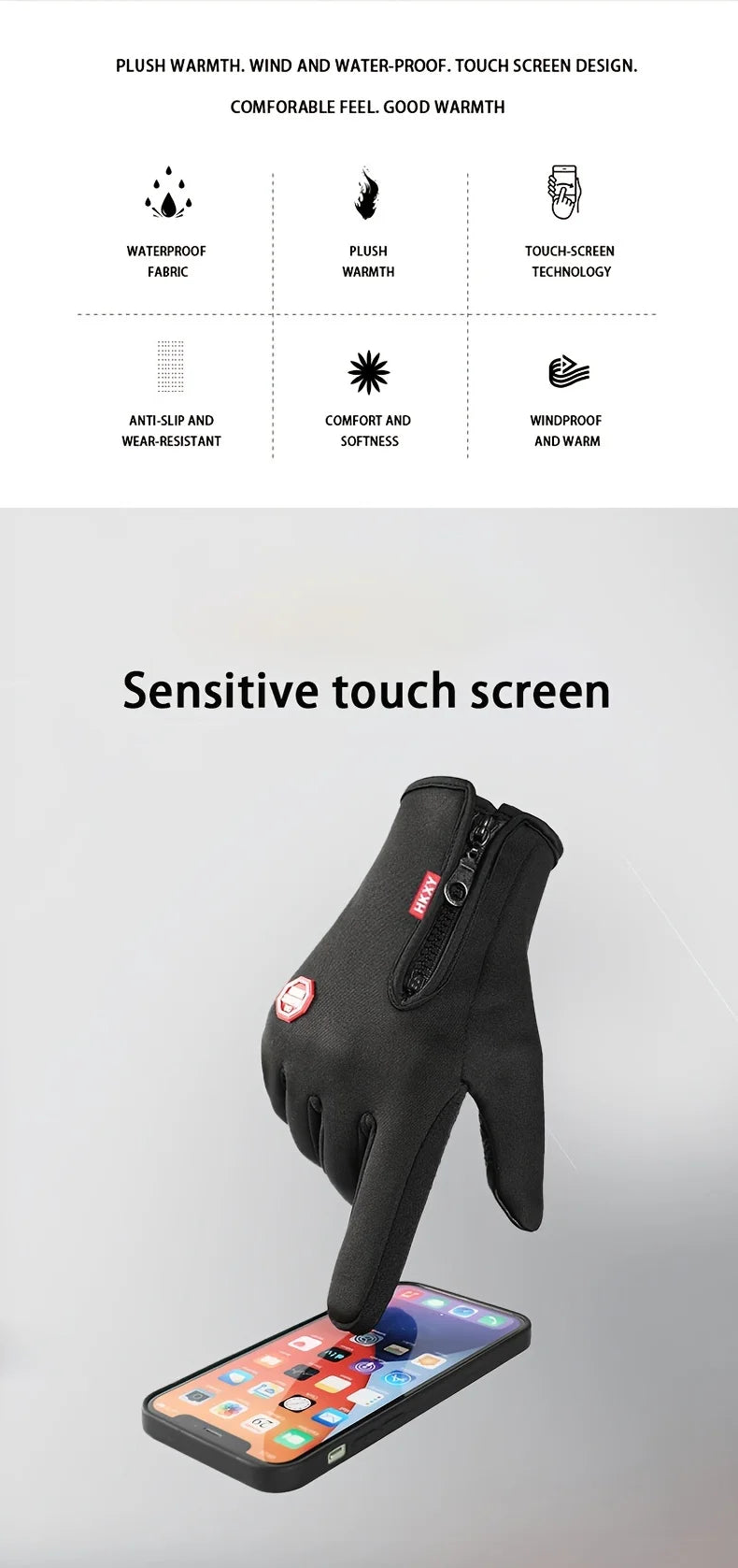 Warm Winter Gloves - Unisex - Outdoor, Cycling, Driving, Motorcycle, Cold Gloves Windproof Non Slip Gloves